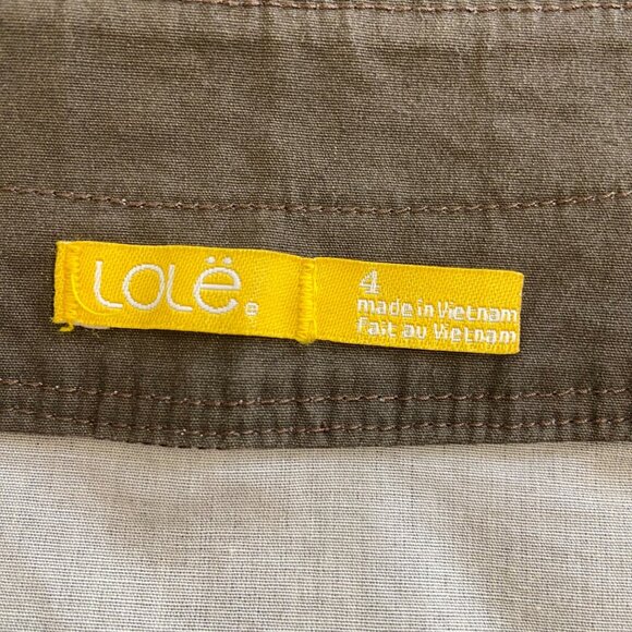 Lolé Womens Brown A-Line Skirt With White Floral Print Size 4 Asymmetrical Hem - Picture 2 of 10